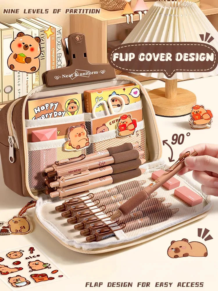 Set de útiles escolares, bonito estuche para lápices para niñas, papelería estética, accesorios útiles para el regreso a clases, kit escolar