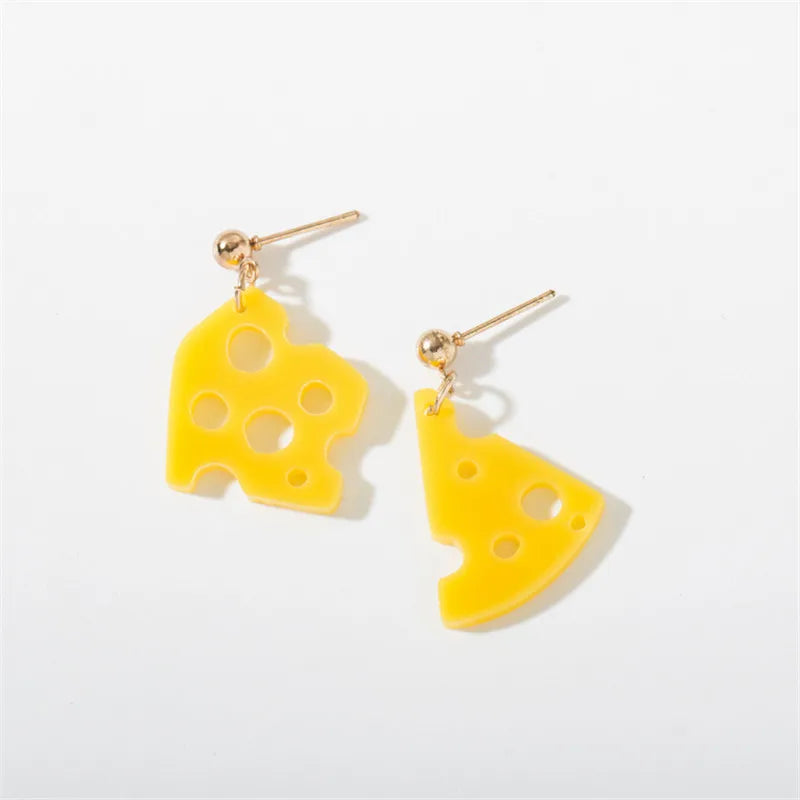 Pendientes acrílicos de moda, grandes hojas colgantes, queso, raíz de loto blanco, asimétricos, joyería creativa de dibujos animados para niñas.