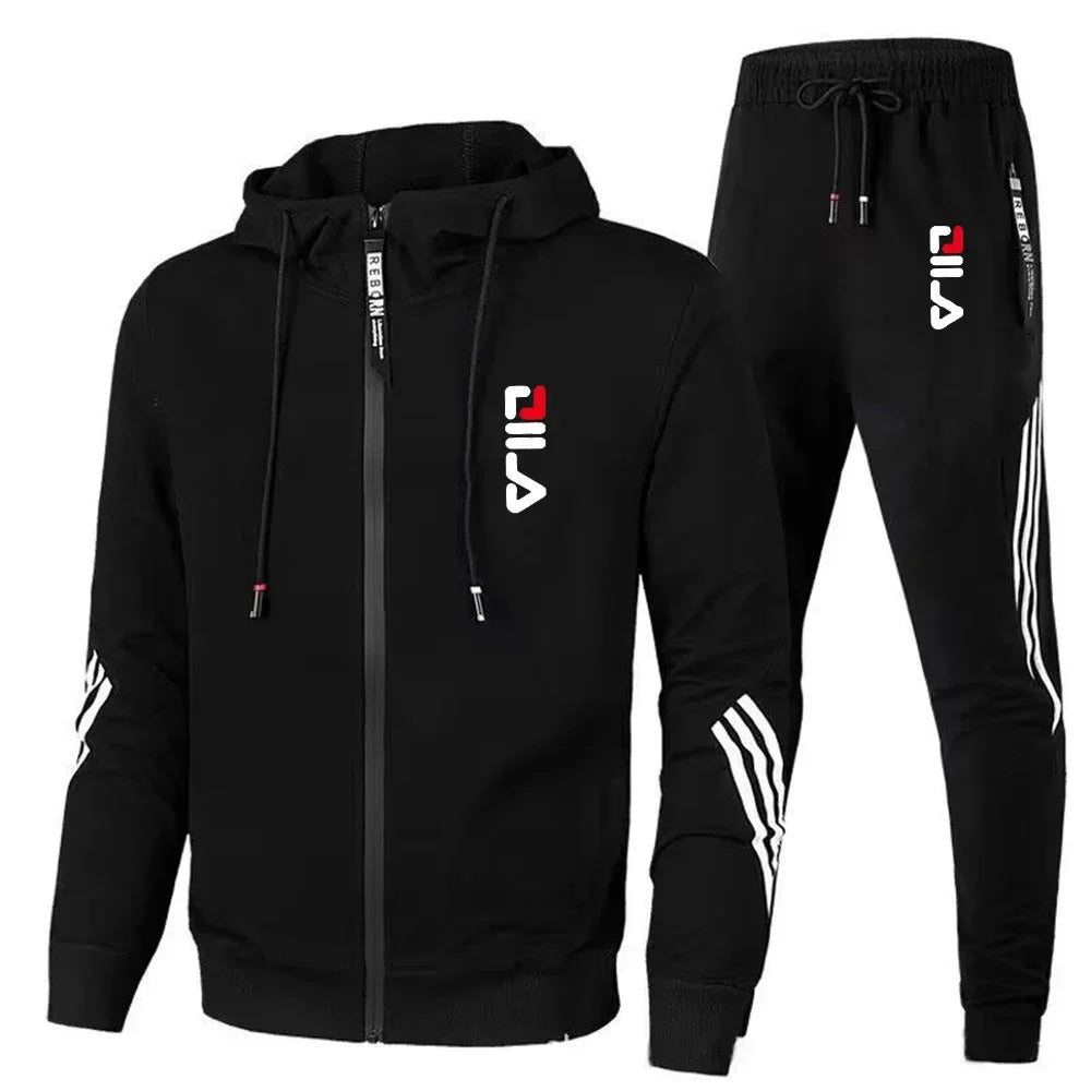 Conjunto deportivo para hombre primavera-otoño 2025: chaqueta deportiva informal + pantalón deportivo, moda para correr y conjunto deportivo con estilo.