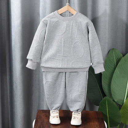 Ropa para niños, sudadera estampada de cuello redondo de manga larga y pantalones con puños, traje de 2 piezas, ropa exterior informal sencilla