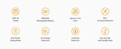 IMOU 4k Video Doorbell 3 with Chime fisheye lens Human Package Detection Rechargeable Battery Two-way Talk Waterproof 360° View