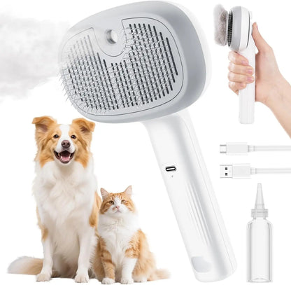 Cepillo de vapor caliente para gatos con spray para perros, cepillo de masaje con vapor para mascotas, peine depilatorio, peine de masaje con vapor para perros y gatos de pelo largo