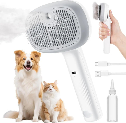 Cepillo de vapor caliente para gatos con spray para perros, cepillo de masaje con vapor para mascotas, peine depilatorio, peine de masaje con vapor para perros y gatos de pelo largo