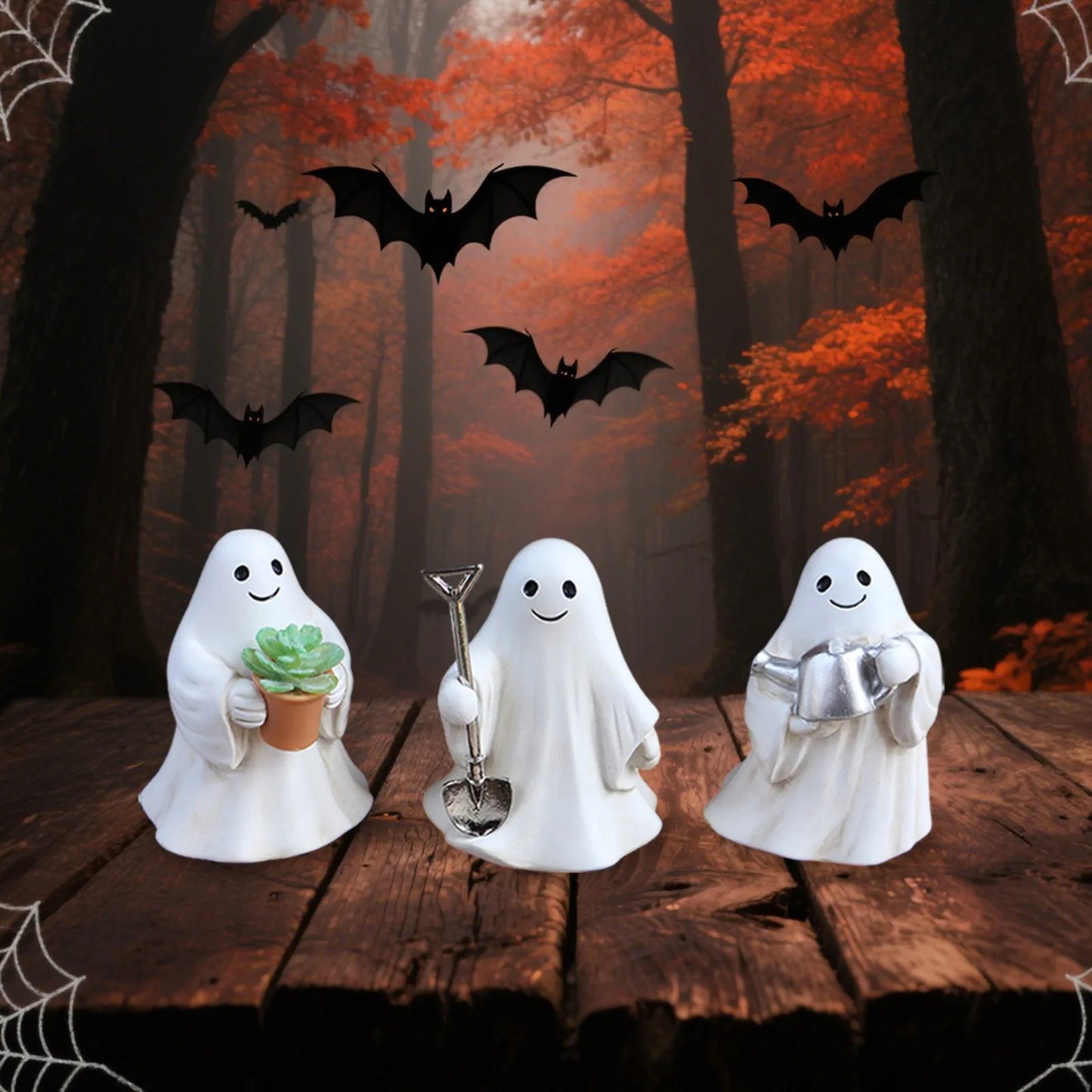 Adorno de ambiente para patio al aire libre, hogar, lindo mini conjunto creativo de resina, bonsái de jardín de Halloween, micro paisaje, decoración de escena