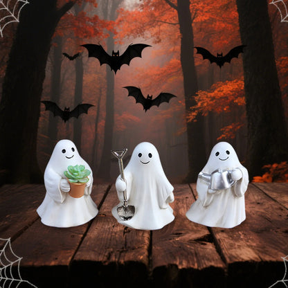 Adorno de ambiente para patio al aire libre, hogar, lindo mini conjunto creativo de resina, bonsái de jardín de Halloween, micro paisaje, decoración de escena