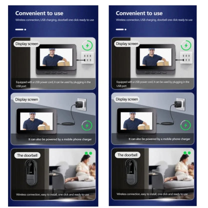 Timbre con videoportero inalámbrico, visión nocturna HD, pantalla IPS de 4,3 pulgadas, resistente al agua, cámara de timbre con vídeo para seguridad inteligente del hogar.