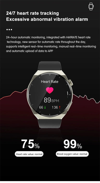 Reloj inteligente con tratamiento láser para hombres, dispositivo con ECG, PPG, frecuencia cardíaca, azúcar en sangre, monitor de salud, para Android e iOS, 2024