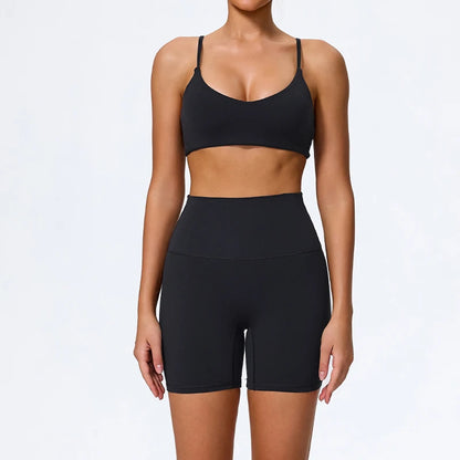 Ctenkevet - Conjunto deportivo de 2 piezas sin mangas para mujer, de verano, para gimnasio, yoga, de cintura alta, transpirable, mallas deportivas para mujer