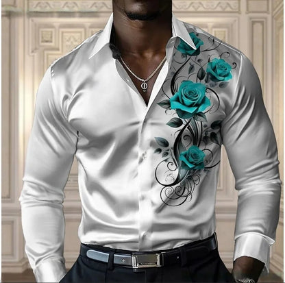 Camisa rosa de alta gama para hombre, camisa informal y cómoda de manga larga con botones, camisa moderna para las cuatro estaciones, diseño de tallas grandes
