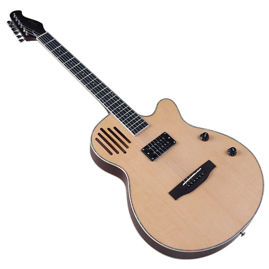 Guitarra acústica eléctrica de 40 pulgadas, cuerpo fino de 6 cuerdas, guitarra folk de buena calidad artesanal.