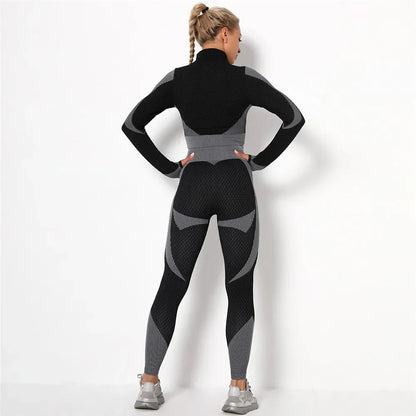 Conjunto de 3 piezas de yoga sin costuras, chaleco deportivo de fitness, pantalones de cintura alta que levantan la cadera, ropa de entrenamiento, conjunto de leggings de gimnasio para mujer