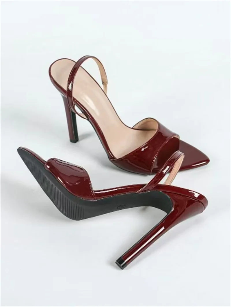 Liyke - Sandalias sexis con tiras traseras para mujer, moda de verano 2025, con punta abierta, sin cordones, de diseñador, tacones altos, zapatos de fiesta, talla 43