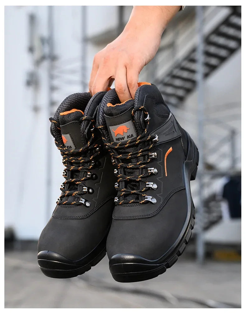 Zapatos de trabajo de cuero antiestáticos, de protección laboral, antiaplastamiento, antipinchazos, antideslizantes, antipolvo y resistentes al desgaste para hombre.