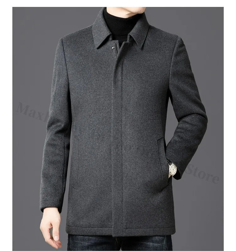 Chaqueta de lana para hombre Maxbarley, estilo moderno, con solapa, ideal para actividades al aire libre, oficina, parka gruesa y cálida, estilo casual y elegante, ligera, perfecta para el invierno.