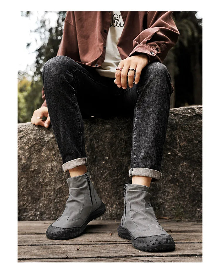 Botas Martin de caña alta para hombre, nuevo calzado de otoño, transpirables, de tendencia, versátiles, antideslizantes, para uso casual y laboral.