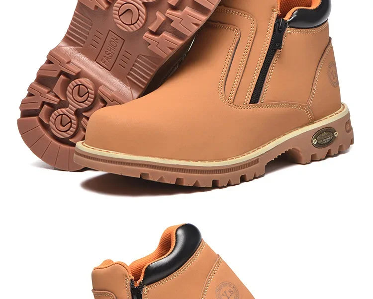 Zapatos de trabajo para hombre 2025, zapatos de seguridad impermeables, botas de cuero anti chispas, zapatos de soldador anti perforaciones y antideslizantes.
