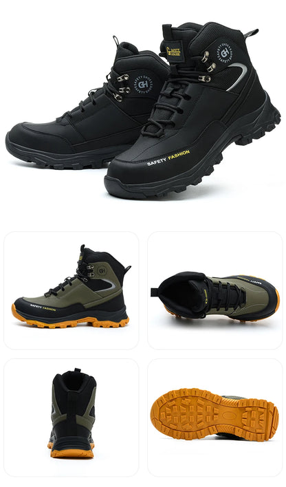 Zapatos de seguridad para hombre con puntera de acero, botas impermeables, a prueba de pinchazos y antigolpes, zapatillas de trabajo para exteriores, zapatos de construcción.