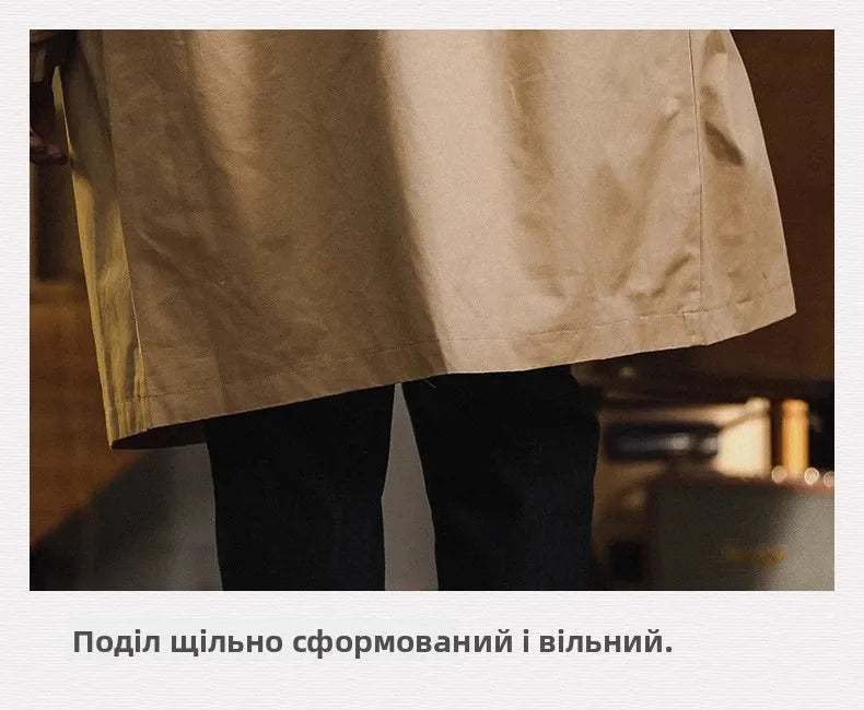 Retro American Sle Men's Long Coat Cotton Casual Faion Urban Youth Pure Color Button up Loose Fit Autumn Winter Coat