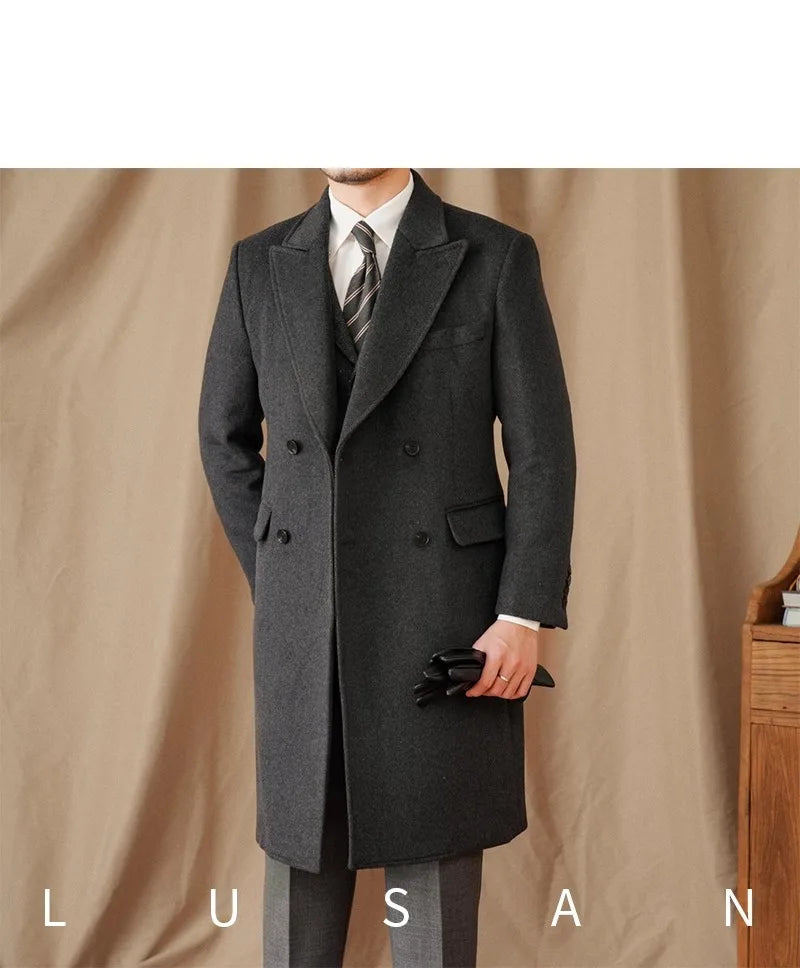 Abrigo Chester de lana 50% para hombre - 800 g. Chaqueta de campo retro cruzada de otoño/invierno.