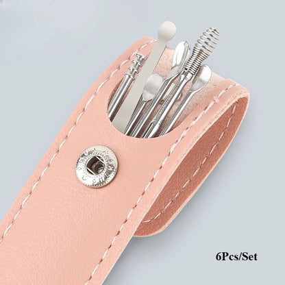 Kit de limpieza de oídos de 6 piezas, removedor de cerumen, cureta, cuchara, herramienta de extracción para bebés y adultos.