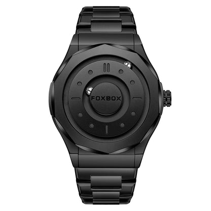 FOXBOX Reloj impermeable para hombre, marca de moda superior, de lujo, con puntero de desplazamiento y fuerza magnética, relojes de pulsera de cuarzo para hombre, Montre Homme
