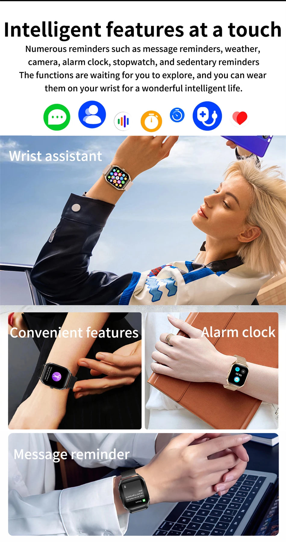Reloj inteligente FOXBOX para mujer, con pantalla curva 3D, Bluetooth, llamadas, deportivo, resistente al agua, monitor de salud, para hombre y mujer.
