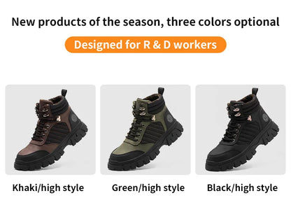Zapatos de seguridad con puntera de acero para hombre, botas de trabajo indestructibles, zapatos de seguridad ligeros, zapatillas protectoras para caminar, antiaplastamiento y antipinchazos.