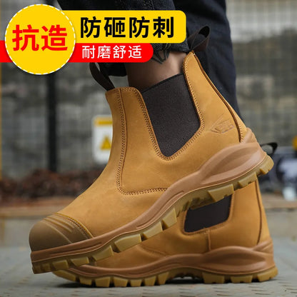 ROCKROOSTER Zapatos de senderismo para hombre, botas de caza impermeables, zapatos de seguridad de cuero, botines tácticos, zapatos de trabajo, zapatillas deportivas con punta de acero