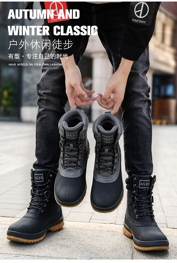 Botas de nieve de invierno para hombre, talla grande 47, para exteriores, para entrenamiento, trabajo, impermeables, antideslizantes, mantienen el calor en invierno.