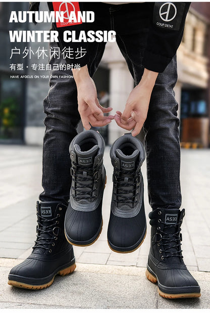 Botas de nieve de invierno para hombre, talla grande 47, para exteriores, para entrenamiento, trabajo, impermeables, antideslizantes, mantienen el calor en invierno.