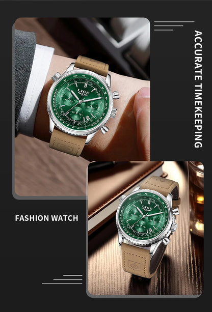 Relojes de lujo LIGE para hombre, cronógrafo con fecha, acero inoxidable, resistente al agua, luminoso, deportivo, militar, de cuarzo
