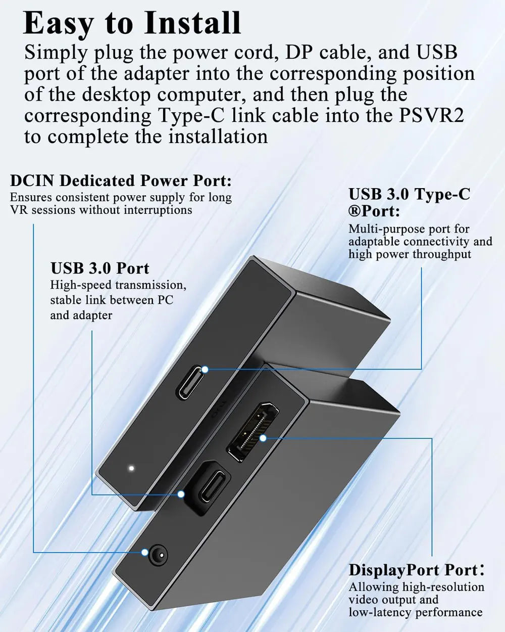 Accesorios de juego para PS VR2 Adaptador de PC Adaptador de computadora para consola PS5 Convertidor Compatible con Windows