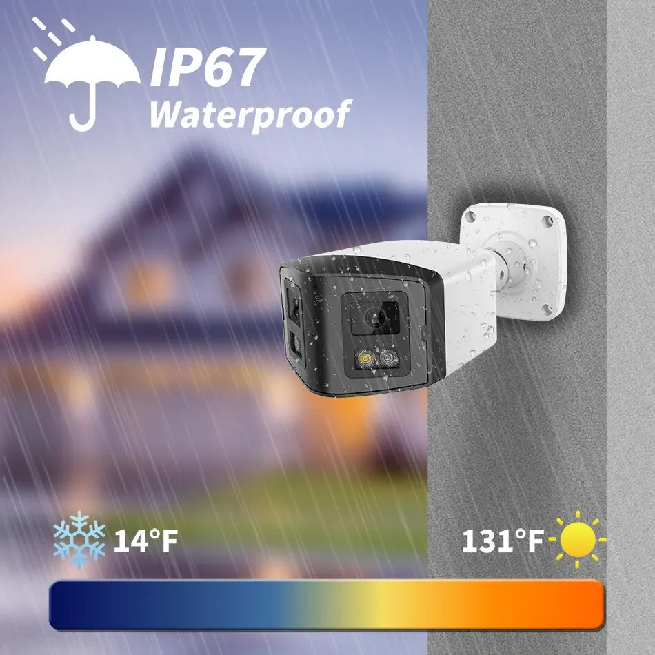 Cámara IP panorámica 4K de 8 MP y 180° compatible con Hikvision, con infrarrojos y ColorVu, audio bidireccional, detección de presencia humana, ranura para tarjeta SD, Plug &amp; Play, NVR HIK.