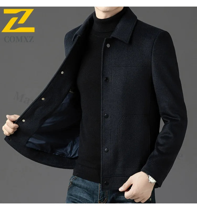 2025 Winter Wool Jacket Male New High Fashion Business Casual Thickening Coat Classic Business Style Windproof Warm TrenchCoat