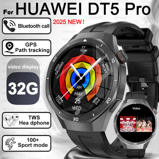 Reloj inteligente HUAWEI DT5 Pro con memoria de 32 GB, música local, llamadas Bluetooth, rastreador GPS, brújula, menú 3D, Bluetooth, para hombres y mujeres (2025)