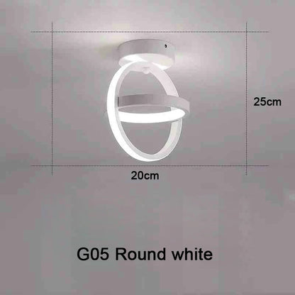 Lámpara de techo LED moderna de 2 anillos con diseño creativo. Ideal para interiores: pasillo, balcón, oficina.