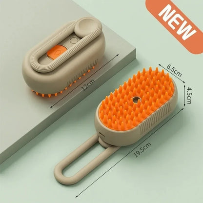Cepillo de masaje con pulverizador 3 en 1 para gatos, perros y mascotas, con un solo botón, plegable y giratorio, herramienta de aseo, cepillo para depilar y peine.