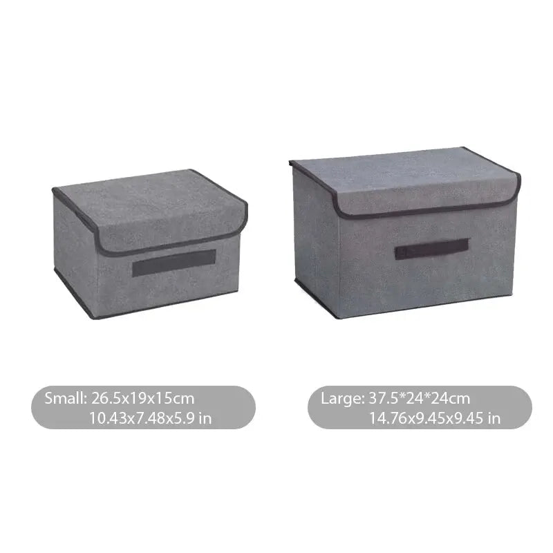 Caja de almacenamiento plegable de tela no tejida gris para artículos del hogar, ropa interior, calcetines y juguetes para niños, organizador de cosméticos.