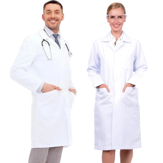 Bata médica blanca de algodón para mujer y hombre, bata de laboratorio para científicos, bata de médico, bata de laboratorio para hospital, estudiantes, escuela, cosplay, bata de comida