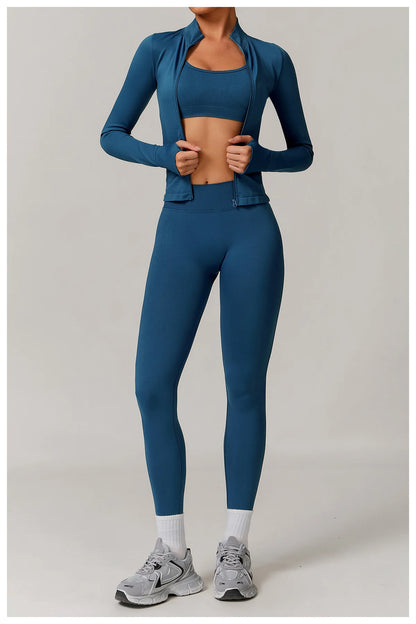 Conjunto de yoga deportivo sin costuras para mujer, 2 o 3 piezas, ropa deportiva para gimnasio, conjuntos de yoga para mujer, chándales, sujetador deportivo, leggings para gimnasio