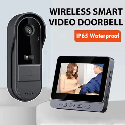 Timbre con videoportero inalámbrico, visión nocturna HD, pantalla IPS de 4,3 pulgadas, resistente al agua, cámara de timbre con vídeo para seguridad inteligente del hogar.
