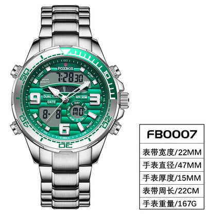 Relojes digitales Foxbox para hombre, reloj de pulsera deportivo de cuarzo de lujo superior, reloj de pulsera de acero militar resistente al agua, reloj de pulsera de cuarzo, reloj para hombre