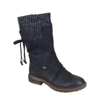 Botas de invierno a media pantorrilla para mujer, zapatos de invierno, botas de nieve a la moda para mujer, botas altas de gamuza cálidas 2025