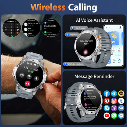 Reloj inteligente para hombre, nuevo, con batería de 1000 mAh, pantalla AMOLED HD de 1,7 pulgadas, control del ritmo cardíaco, linterna, llamadas Bluetooth, reloj inteligente de salud para hombre.