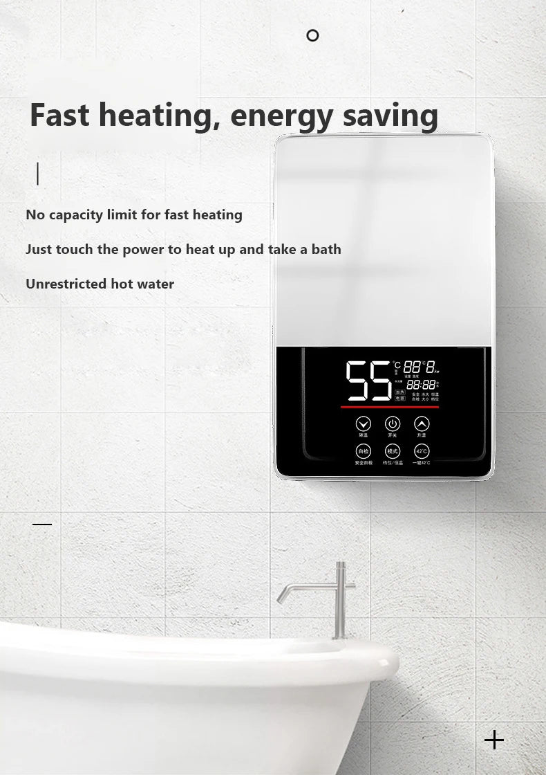 Calentador de agua eléctrico termostático DMWD de 7000 W con control remoto. Calentador instantáneo, resistente al agua y sin tanque, ideal para ducha o bañera.