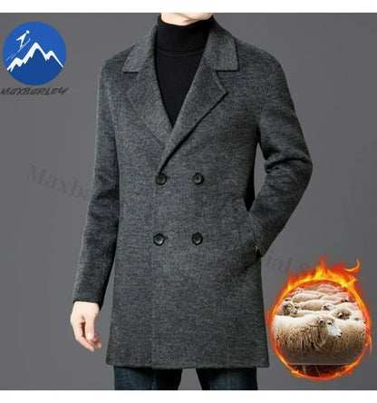Chaqueta de lana de lujo para hombre Maxbarley, cuello de traje, abrigo ligero y cálido para trabajo, viajes informales, resistente al frío, mezcla de lana para invierno