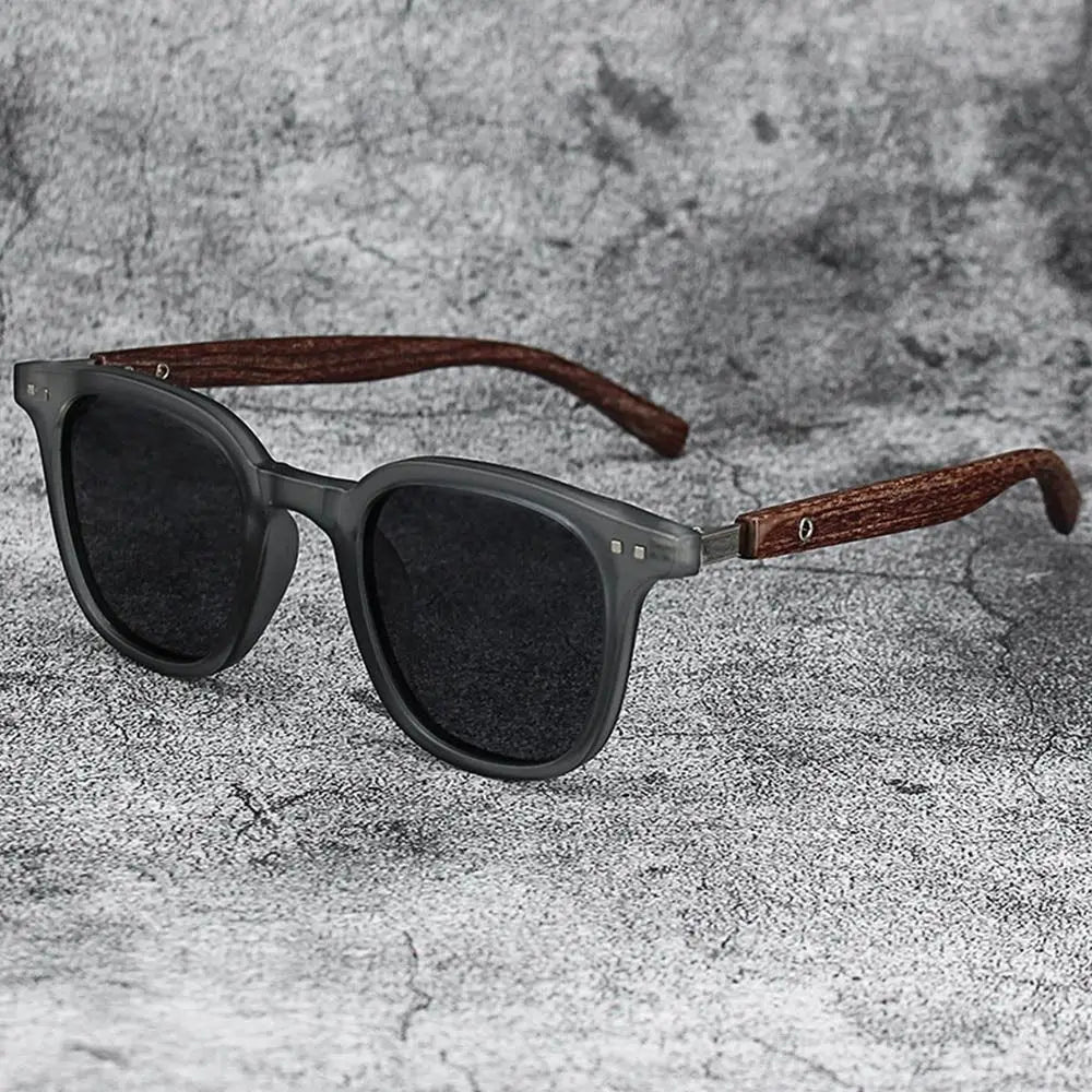 Gafas de sol modernas con vetas de madera retro para mujeres y hombres, nuevas gafas de sol con montura cuadrada, protección UV, gafas de ciclismo para exteriores y calle.