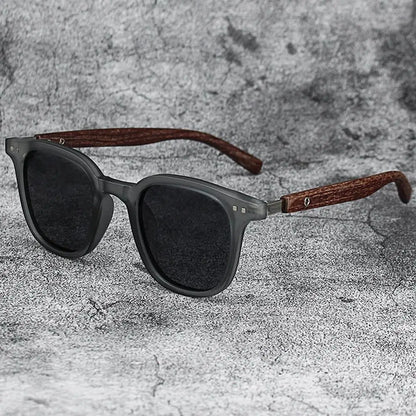 Gafas de sol modernas con vetas de madera retro para mujeres y hombres, nuevas gafas de sol con montura cuadrada, protección UV, gafas de ciclismo para exteriores y calle.