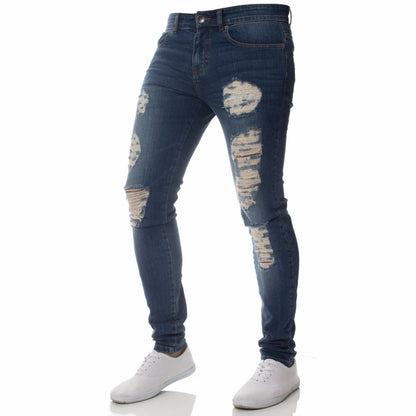 Pantalones vaqueros negros de hombre, corte ajustado, color gris, estilo casual, ajustados, estilo hip hop, urbano, de algodón.