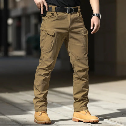 Pantalones tácticos militares urbanos para hombre, estilo cargo, con múltiples bolsillos, impermeables, resistentes al desgaste, ideales para entrenamiento informal.